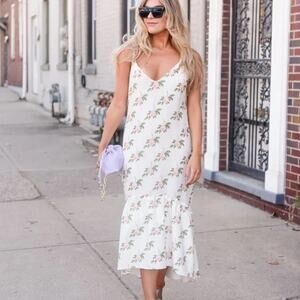 Cami NYC Sita Floral Silk Sleeveless V-Neck Maxi Swing Slip Dress Peony Womens S